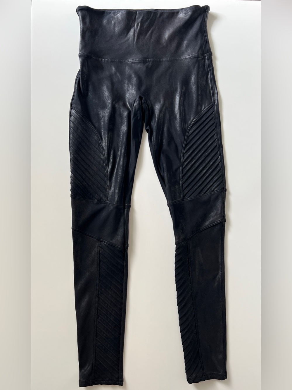 SPANX Faux Leather Moto Leggings Black High Rise Shaping L 20136R - Picture 2 of 12